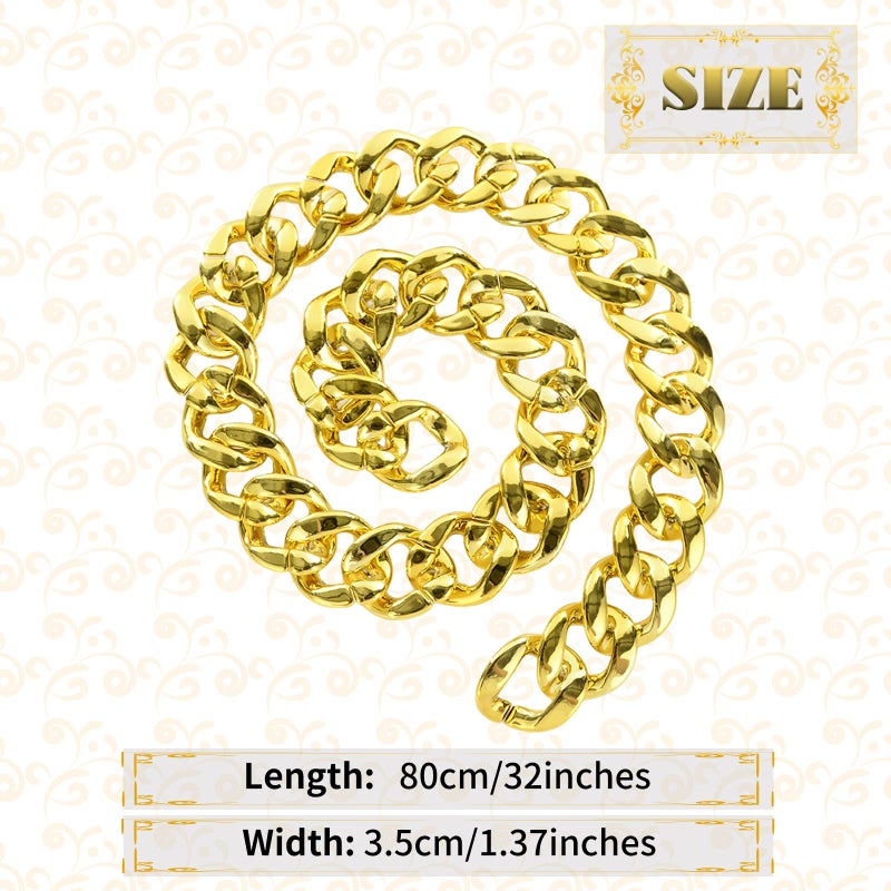 PinCute Men's Chunky Gold Necklace, 32 inches Fake Hip Hop Gold Chain, Plastic Rapper Big Gold Chain 80s 90s Fake Gold Necklace Costume Accessory(Width 1.37inches) - Image 4